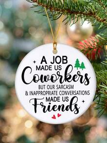 1 件“工作让我们成为同事，交谈让我们成为朋友”圆形亚克力家居装饰、树上挂饰、窗户壁炉花园挂饰、送给同事的礼物、家居装饰、房间装饰、墙壁装饰