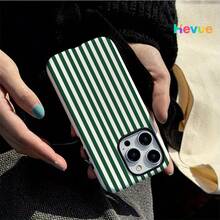 New Stylish Dopamine Inspired Striped Green & White Dual-Layer Protective Phone Case, Suitable For IPhone 17, 17 Pro Max, 17 Pro, 17 Air, 16, 16e, 16 Pro Max, 15, 15 Plus, 15 Pro Max, 15 Pro, 14, 14 Pro, 14 Pro Max, 14 Plus, 13, 13 Pro Max, 13 Pro, 11, 12, 12 Pro, 12 Pro Max, XS, 8 Plus, 7 Glossy SE - Black and White - View 5