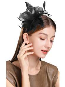 Fascinator Pillbox Hats For Women Feather Flower Church Derby Headband Clip Wedding Tea Party Hat, Mini Cap, Hair Accessories