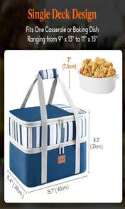 Lifewit Insulated Casserole Carrier For Hot Or Cold Food, Casserole Dish Carrying Case, Lasagna Holder For Potluck Parties_Picnic_Cookouts, Fits 9"X13" Baking Dish, Grey - MàuC - Xem 2