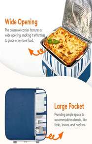 Lifewit Insulated Casserole Carrier For Hot Or Cold Food, Casserole Dish Carrying Case, Lasagna Holder For Potluck Parties_Picnic_Cookouts, Fits 9"X13" Baking Dish, Grey - MàuC - Xem 5
