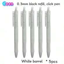 5/3/2/1 0.5mm Pressurized Ballpoint Pen, White Barrel, Black Ink (Black Ink Color), Exam Pen. Recommended By Influencers, Simple High Cost-Effective Pressurized Neutral Ballpoint Pen. Back-To-School Essential. Smooth Writing. Suitable For Office, Study, Note-Taking, Writing, And Exams, Back-To-School Supplies, Popular Ballpoint Pen For Students And Office Workers. - Multicolor - View 10