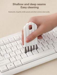 1pcs Multipurpose Computer Cleaning Kit: Soft Brush Keyboard Cleaner, Crevice Duster And Keycap Cleaner, Thermal Bottle Cap Cleaning Brush, Curved Handle Deep And Shallow Groove Keyboard Cleaner, Baby Bottle Brush, Desktop Cleaning Set, Multifunctional Brush Back To School