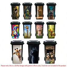 1 pieza Pegatina de cubo de basura con serie de animales divertidos, incluye pegatinas autoadhesivas de PVC con diseños de perro, jirafa, mapache y otros animales, adecuado para cubos de basura al aire libre, decoración de habitaciones, dormitorios, cocinas, paredes y decoración