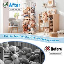 Stuffed Animal Storage Zoo Stuffed Animal Holder Space Save Vertical Stuffed Animals Storage PVC With Elastic Band And Net For Playroom Bedroom Nursery (White)