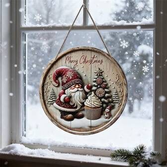 Santa Claus Circular Ornament, Perfect For Decorating Christmas Trees And Vacation Homes, Suitable For Christmas, New Year, Thanksgiving, Christmas Eve, Party Decoration, Home And Outdoor Holiday Decoration, Making It The Perfect Gift For Family And Friends