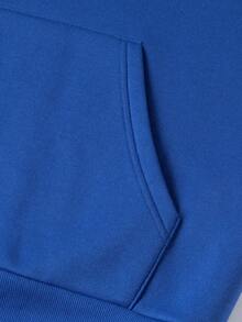 Bộ quần áo hoodie và quần dài thường ngày in chữ MILANO cỡ lớn dành cho nam, trang phục thu/đông - Màu xanh lam - Xem 5