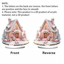 1/2pcs Christmas Pink 2D Acrylic Tabletop Ornament, Room Decor Perfect For Home Or Office Decoration, Merry Christmas Indoor And Outdoor Use, Girl Christmas Decoration Book Lover Gifts,Bathroom Decor And Accessories. - Multicolor - View 7