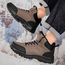 Winter Snow Boots For Men Water Resistant Warm Fur Lined Anti Slip Work Ankle Shoes Casual Lightweight Hiking Outdoor Trekking Boot