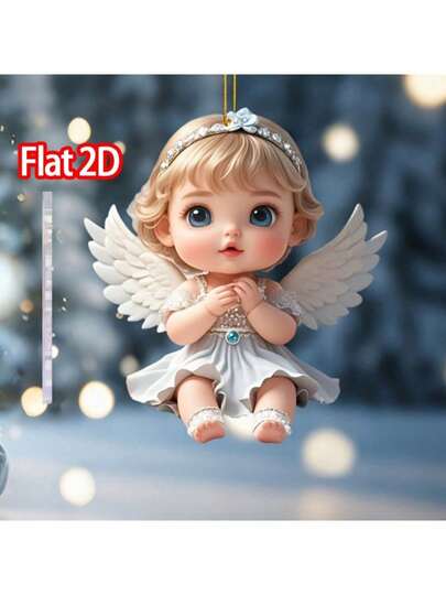 Cute Angel Acrylic Pendant - 2D Flat Hanging Decoration For Car Rearview Mirror, Keychain, Home Decor, Backpack Wallet And Christmas Tree, Dream Girl Style Accessories, Holiday Gifts ,Car Accessories ,Car ,Car Decor ,Car Interior Accessories