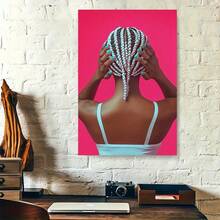 1pc African American Hair Braiding Wall Art Canvas Print - Empowering Beauty Salon Decor For Living Room, Bedroom, Or Beauty Studio - Modern Aesthetic Home Artwork - 彩色 - 查看 3