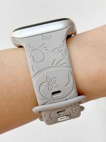 3件組花卉雕刻相容錶帶，適用於40mm、41mm、38mm、42mm、44mm、45mm、49mm (S10 42mm) (S10 46mm)，矽膠材質，可愛野花圖案，運動錶帶，相容於S10、S9、Ultra、SE、8、6、5、4、3、2、1 - 套裝4 - 查看 3