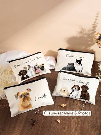 名入れキャンバストイレタリーバッグ、カスタム イニシャル フォト トイレタリーバッグ、ペットオーナー ギフト、PET飼育家族ギフト、名入れコットンキャンバスビーチトートバッグ、イニシャルトートバッグ、ブライズメイドギフトトートバッグ、カスタムビーチバッグ、女性ギフト