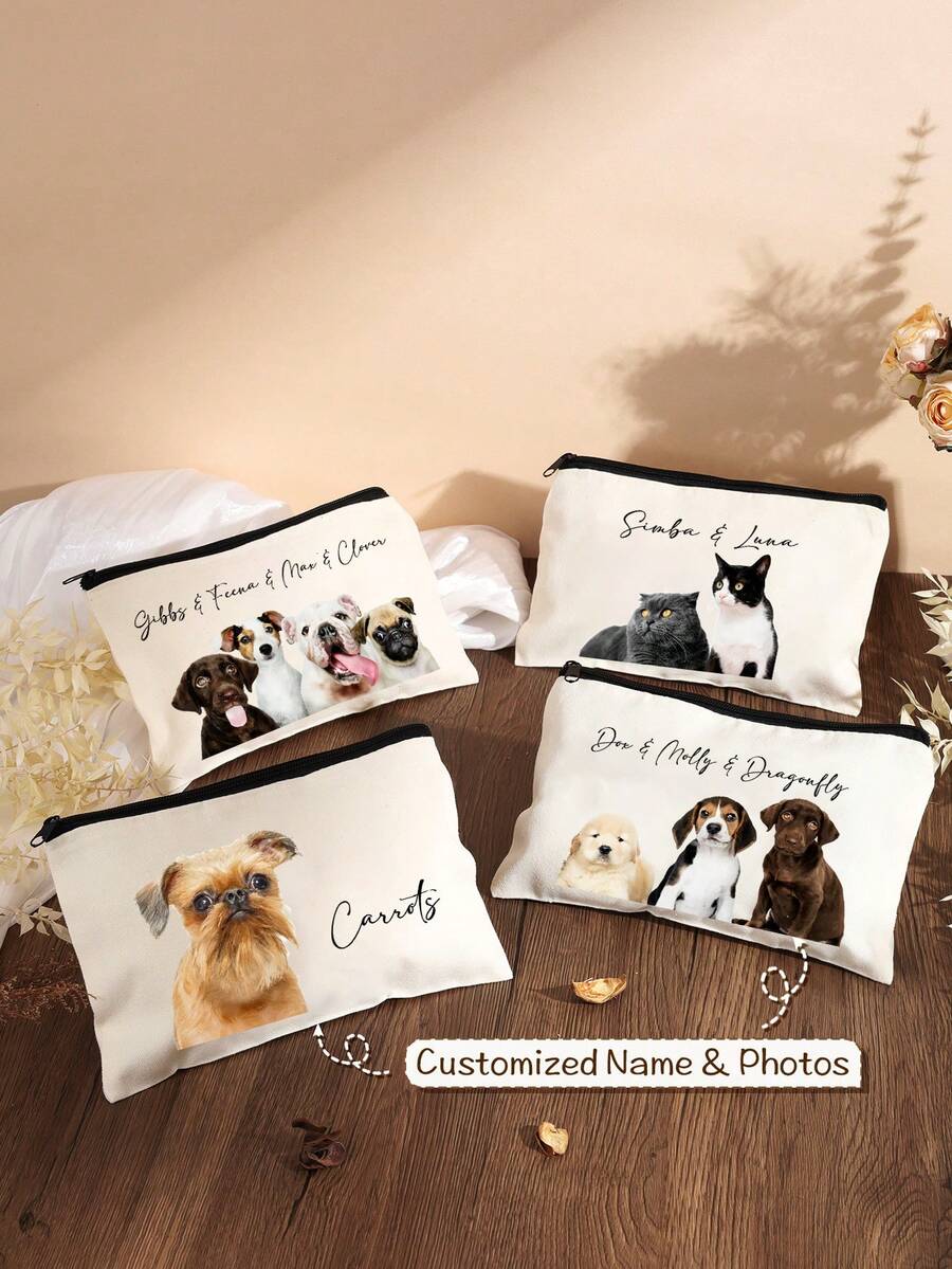 个性化姓名帆布盥洗包 定制姓名首字母照片盥洗包 宠物主人礼物 宠物家庭礼物 定制沙滩包 女士礼物 个性化姓名棉质帆布沙滩手提包 姓名首字母手提包 伴娘礼物手提包 定制沙滩包 女士礼物 - 彩色 - 查看 1