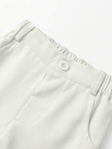 BOARNSEORL Young Boy White Elastic Waist Casual Pants, Solid Color, Versatile And Comfortable, Suitable For Spring And Autumn Daily Wear - White - View 4