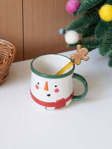 1pc Hand-Painted Santa Claus Ceramic Cup, Cute Snowman Coffee Mug, Exquisite High-Quality, Suitable For Christmas Home Decor, Drinkware For Christmas Eve Dinner, Office/Bedroom/Living Room, Gift