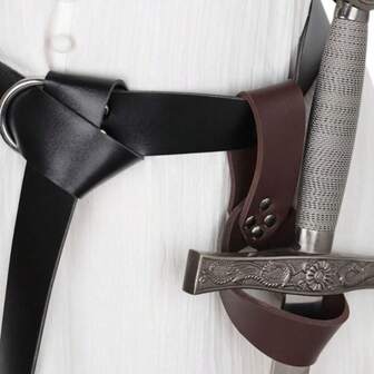 1pc Medieval Sword & Scabbard Set, Viking Style Warrior Costume Accessory For Halloween, Carnival, Christmas Cosplay, Available In Black & Brown