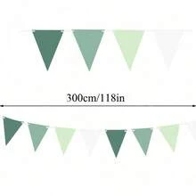 1 pieza/2 piezas/3 piezas/5 piezas Decoraciones de fiesta verde salvia Banderines de tela triangulares de color verde aguacate Banderines, guirnaldas y serpentinas para cumpleaños, boda, baby shower, selva, verano, golf, Navidad y fiestas al aire libre