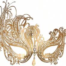 1 件圣诞化妆舞会面具金色精神半脸装饰道具狂欢节派对角色扮演服装 - 化裝舞會面具金色精神半臉裝飾 - 查看 11