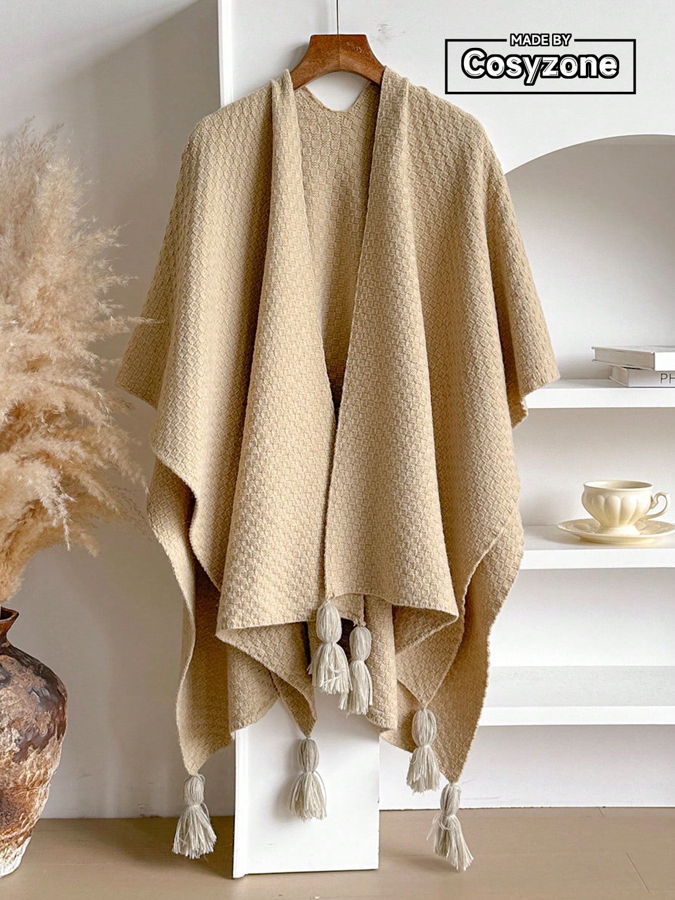 1 قطعة شال/بطانية محبوكة ذات ملمس نسيجي ملون أحادي...