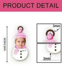 Customized Photo Children's Acrylic Pendant, Personalized Christmas Tree Decoration Pendant, Christmas Snowman-Shaped Pendant, Warm Christmas Gift, Gift For Children, Facial Toy Gift, Customized Children's Gift, Gift For Grandchildren, Christmas Party Decoration, Gift - Snowman - View 3