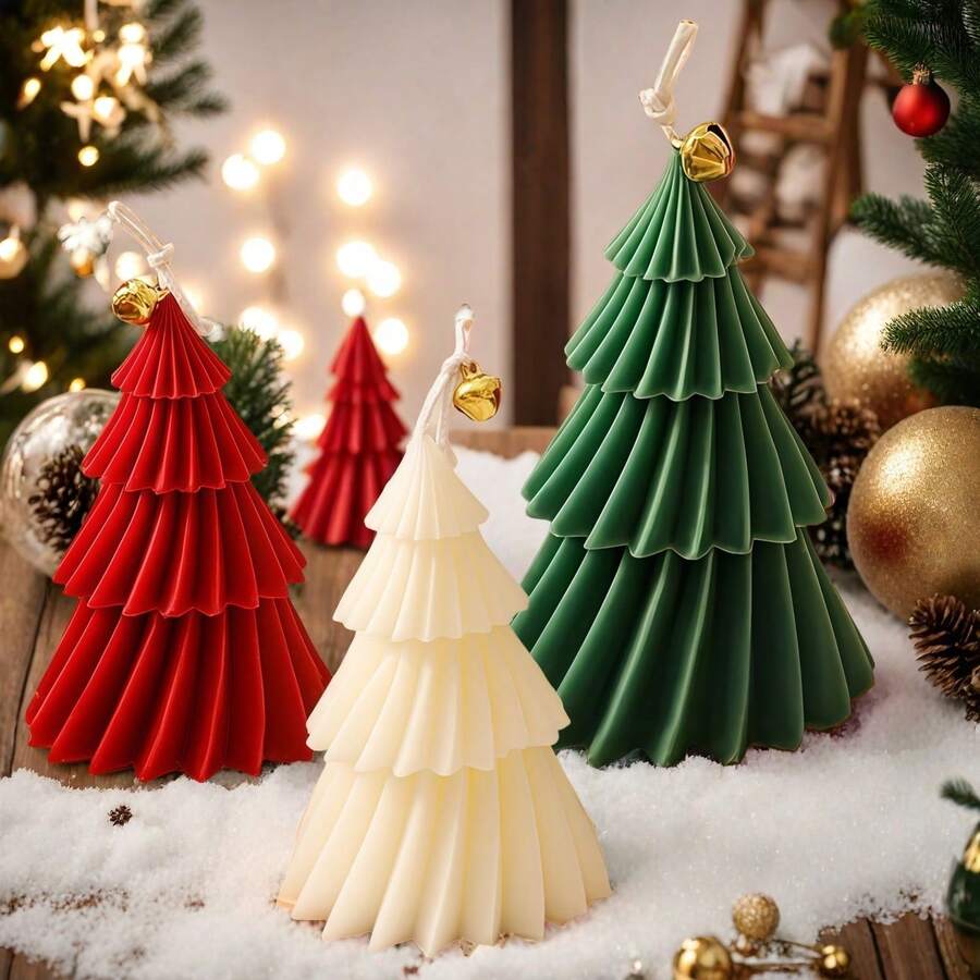 1PC 3D Christmas Tree Candle Silicone Mold DIY Christmas Candle Making Handmade Soap Paste Resin Baking Tool Holiday Gift