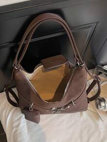 Sac seau grande capacité de couleur unie avec fermeture à boucle, sac à bandoulière et sac bandoulière pour femmes - Multicolore - Voir 6