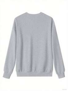 Men's Solid Color Casual Loose Fit Crew Neck Sweatshirt, Autumn