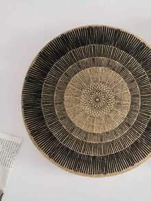 1 pièce-8 pièces Sets de table ronds rayés en jute, sets de table ronds noirs vintage, sets de table à motif de lignes, sets de table ronds de style moyen-oriental, convient pour restaurant, fête, décoration de mariage