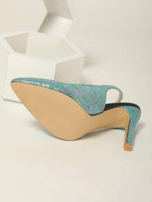 Women's New Sexy Laser Geometric Print Pointed Toe Stiletto Heel Mule Shoes, Fashion Versatile, Suitable For All Occasions