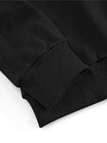Sudadera Casual de Manga Larga para Hombre - Estilo Urbano, Cuello Redondo, con Estampado de Gato Negro y Texto 'Eep'.Fabricada en 100% de Tejido Lavable a Máquina, Diseñada para Comodidad Diaria y un Corte Entallado. - Oscuro - Ver 7