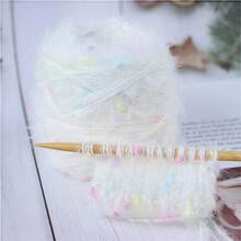 1 件羊毛、羊毛纱、钩针编织、纱线、手工染色羊毛马海毛纱，配有可爱的波尔卡圆点编织针，貂皮纱带有白色斑点针织围巾和外套。 - 彩色 - 查看 8