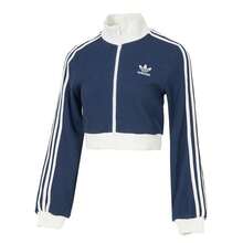 Adidas Originals 女士休闲华夫格针织柔软外套，运动时尚休闲外套 KC2646 - 靛藍色/白色 - 查看 2