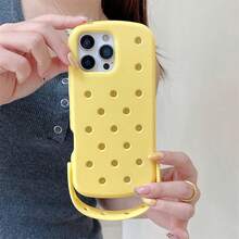 【よく売れる】DIY かわいい おもしろい クリエイティブ ホローホール 通気性 i Phone air 17 17pro 17pro max16 15 14 13 Pro Max 対応 カメラプロテクター 耐熱 超軽量 スマホケース - イエロー - チェックする 7