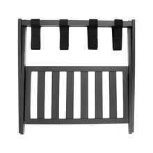 Dual-Layer Bamboo Luggage Rack, 220lbs Capacity Foldable Storage Organizer With Nylon Frame For Suitcase & Bag Organization - Black - View 5