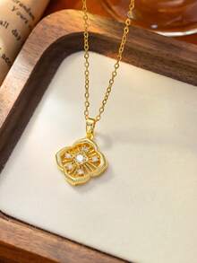 1 pieza Collar colgante de cereza de acero inoxidable dorado, estilo francés de hip-hop de moda, casual y minimalista, versátil, adecuado para uso diario, calle, San Valentín, fiesta, vacaciones