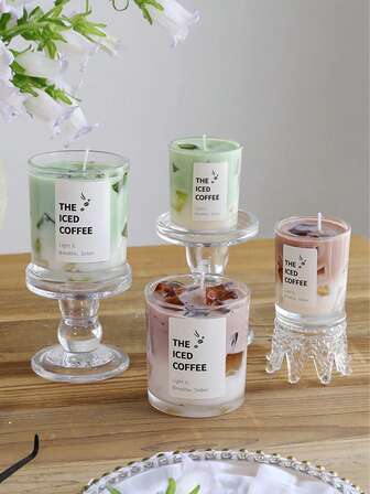 1 pieza Vela de gelatina con forma de taza de matcha, vela perfumada para decoración de fiesta y ambiente