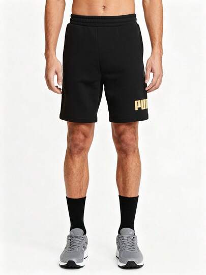 Puma ESS Big No. 1 Logo 10 英寸针织短裤，舒适透气运动短裤，休闲日常穿着，户外训练，跑步