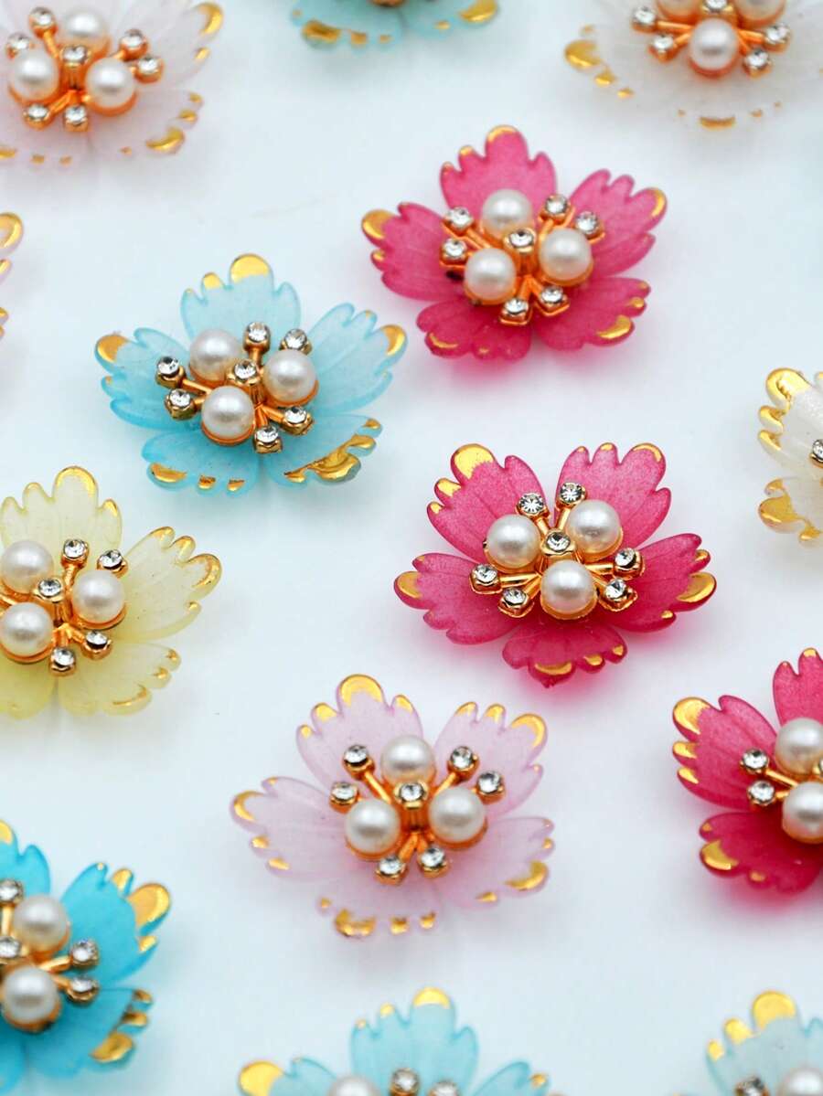 20/50pcs 28mm Multi-Color Rimmed 5-Petal Flower DIY Decoration, Suitable For Jewelry, Shoes, Clothing, Bags, Gifts