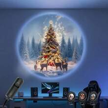 1pc Christmas USB Powered Projection Light, Christmas Tree Reindeer, Santa Claus, Snowman LED Night Light, Suitable For Indoor, Bedroom, Game Room, Christmas Theme Party Decoration, Christmas Tree Top Light, Bedroom Light, Etc. - Black - View 11