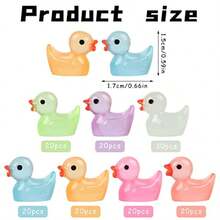 CCINEE 150pcs Luminous Mini Resin Duck Miniature Duck Figures Glow In The Dark Micro Fairy Ducks For Garden Landscape Aquarium Dollhouse Potted Plants Decoration Party Supplies