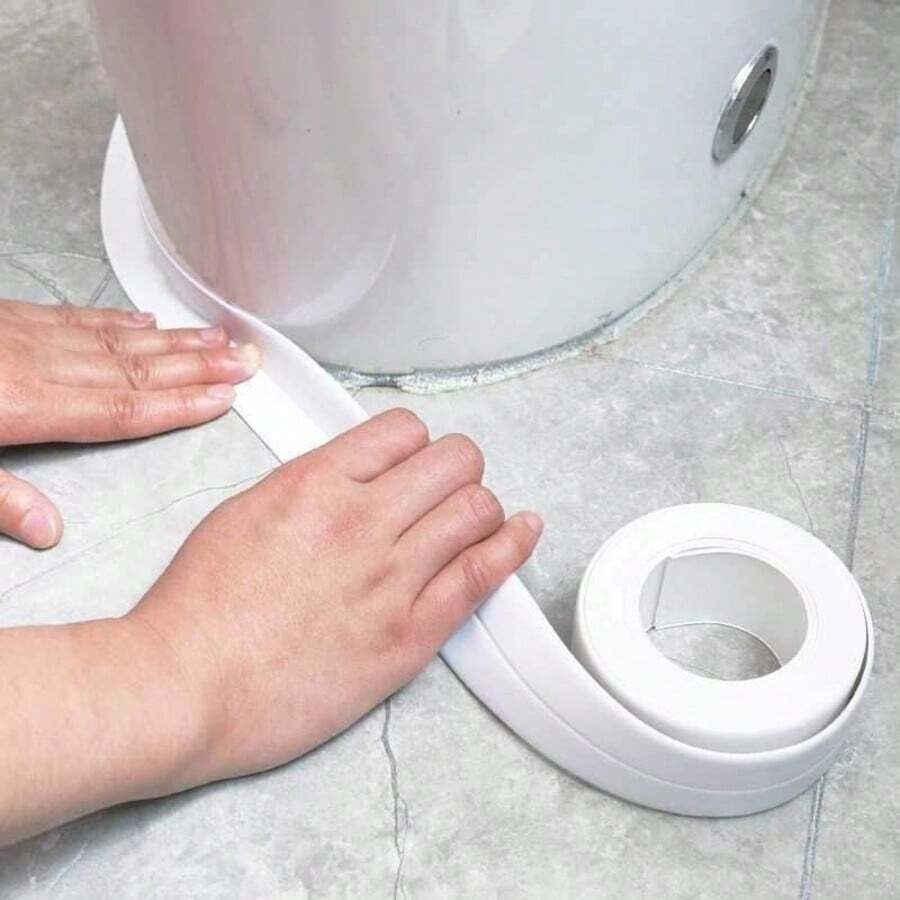 3pcs Bathroom Accessories Floor Tiles Self Adhesive Sealing Tape Bathroom, Toilet, And Kitchen Grout Tape, Self-Adhesive Bathtub And Wall Sealing Tape, Grout Filler, Sealing Tape, Sink, Bathroom, Toilet, Bathtub Floor And Wall Edge Protector Grout Sealing Tape. Mildew-Resistant Transparent Silicone Sealant Strip, Waterproof PVC Caulk Tape,