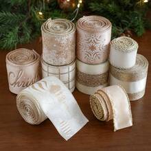 1 pièce Ruban de Noël, carreaux de champagne, motif lettres Joyeux Noël, nœud DIY boîte-cadeau décoration sapin de Noël. Décoration de maison, décorations de Noël, décoration de pièce, hiver