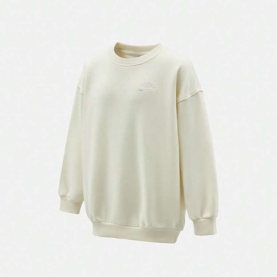 Teen Boy Nike NSW Club FLC Oversized Crew LBR Sweatshirt FD2923-047 - Beige - View 1