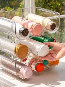 1/2/3 件可堆叠红酒瓶收纳架，自由组合水瓶架，橱柜透明水瓶收纳架，厨房收纳酒架 - 白色 - 查看 8