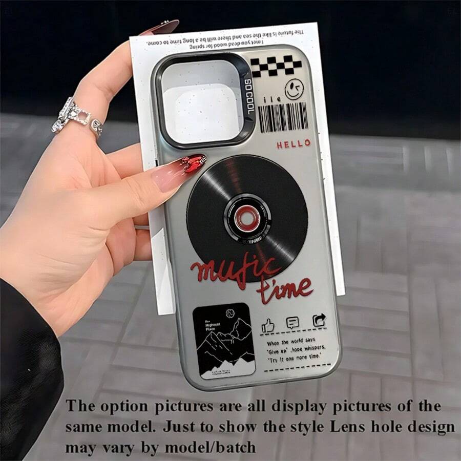 Music Time Matte Finish Stylish Anti-Drop Phone Case Compatible With IPhone 16 Pro Max/15 Pro/14 Plus/13/12/11 Pro Max - Black Frame Silver Black - View 1