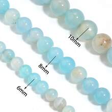 1 件薄荷绿玛瑙串珠项链，6/8/10 毫米天然石珠 - 薄荷青色 - 查看 3