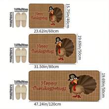 1 pièce Tapis d'entrée avec motifs d'impression de dinde/citrouille de Thanksgiving, rectangle en polyester absorbant et séchage rapide, convient pour la décoration intérieure et extérieure de la maison, de la chambre, de la salle de bain, de la cuisine et de la salle à manger, idéal comme cadeau d'anniversaire, d'automne, d'hiver, pour les fêtes et la cour