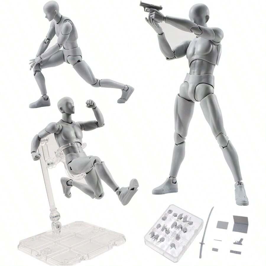 Artists Manikin Action Figure Drawing ModelFigure Model For Sketching Painting Drawing Human Mannequin Body Doll Male Action Figure Grey Male - Con đực cao màu xám - Xem 1