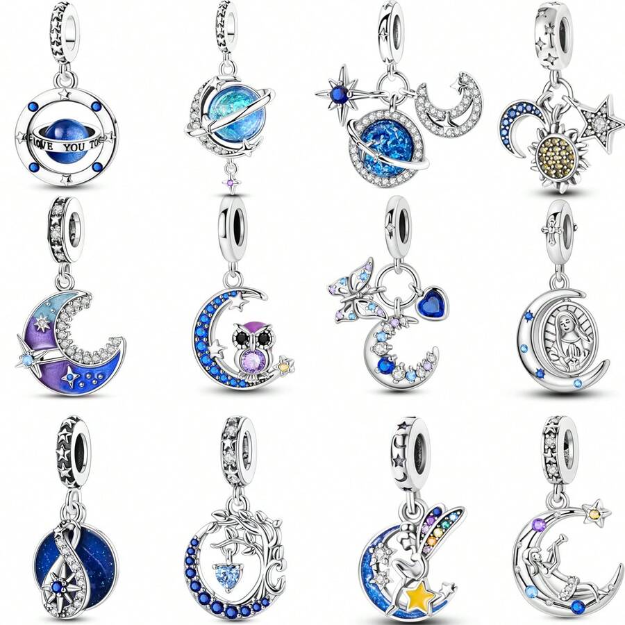 Suministros para hacer joyas, accesorios con diseños de estrella, luna y planeta para proyectos de manualidades de pulseras y colgantes para mujeres